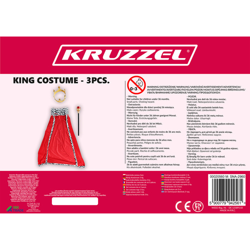 3-Piece King Costume Set with Cape and Crown Kruzzel 20560 (0)