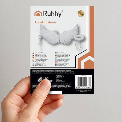 Ruhhy Angel Costume Set with Wings, Halo and Wand 26478, White (1)