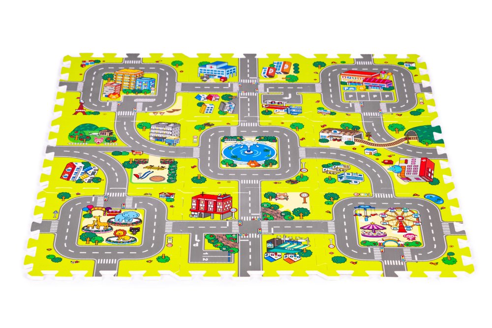 IPLAY Foam Puzzle Play Mat for Kids City Road 9 Tiles 90.5x90.5 cm (0)