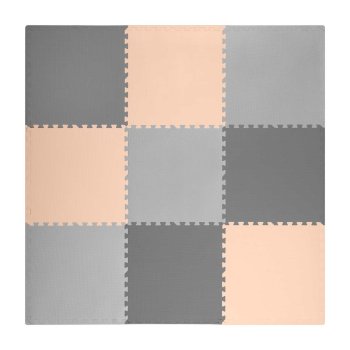 Large Foam Puzzle Play Mat Ricokids 180x180 cm, 9 pcs, Grey-peach