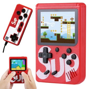 Retro Mini Portable Console, 400 Games, 3.0", TV Connection, Remote, Red