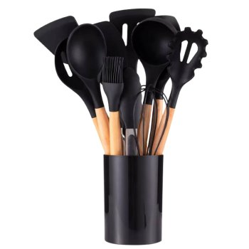 Kitchen Utensil Set 12-Piece Silicone Cooking Tools, Black