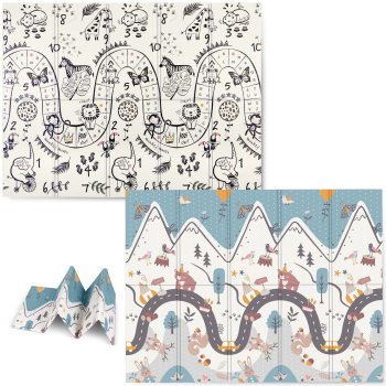 Educational Kids Folding Foam Mat 200x150x1cm Nukido NK-341, Safari-Mountains