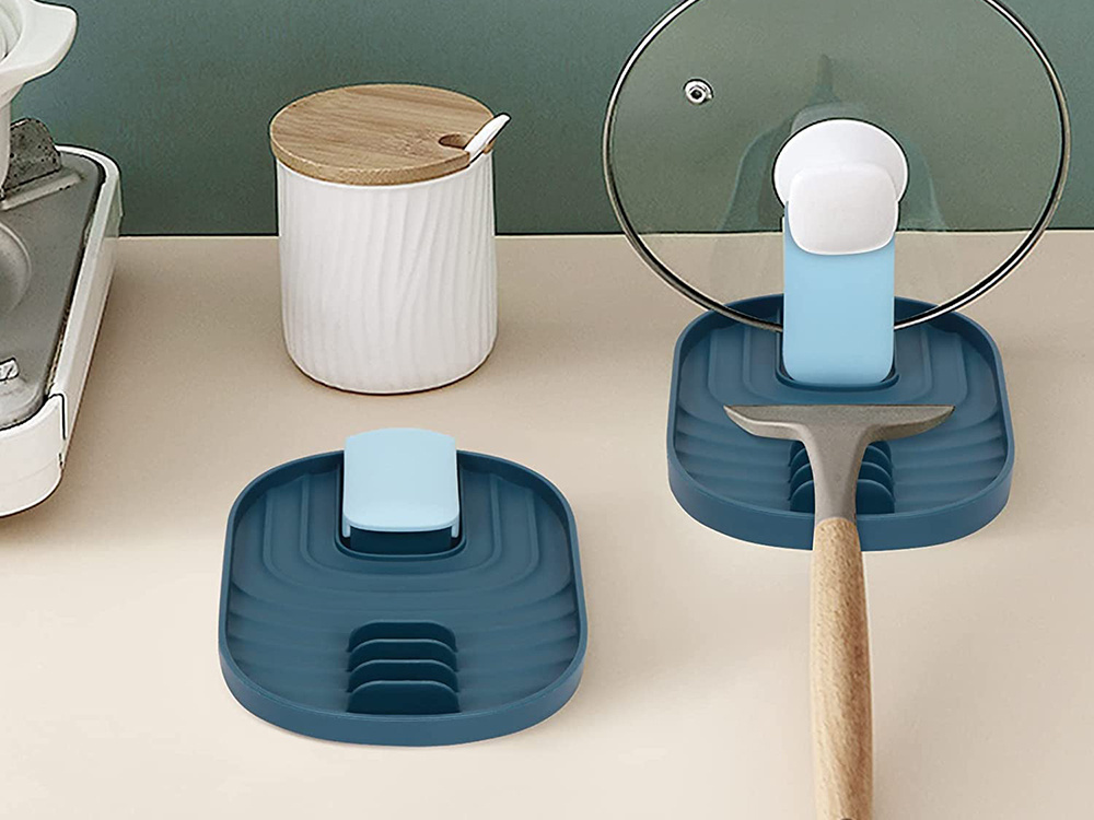 Spatula Spoon Rest Kitchen Utensils Drainer, Blue (2)