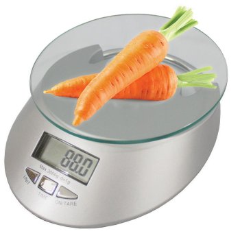Glass Electronic Kitchen Scale with Timer, 5 kg and 1 g Precision