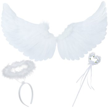 Ruhhy Angel Costume Set with Wings, Halo and Wand 26478, White