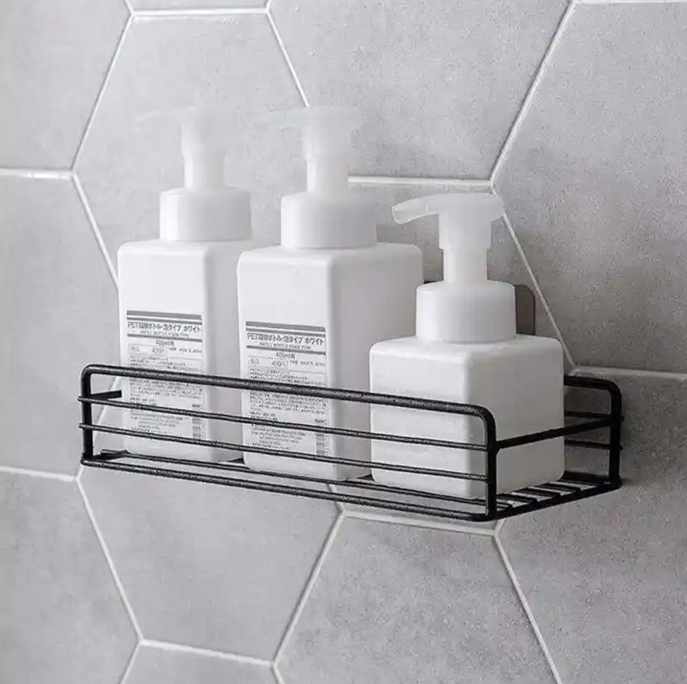 Self-adhesive Kitchen and Bathroom Shelf, Black (1)