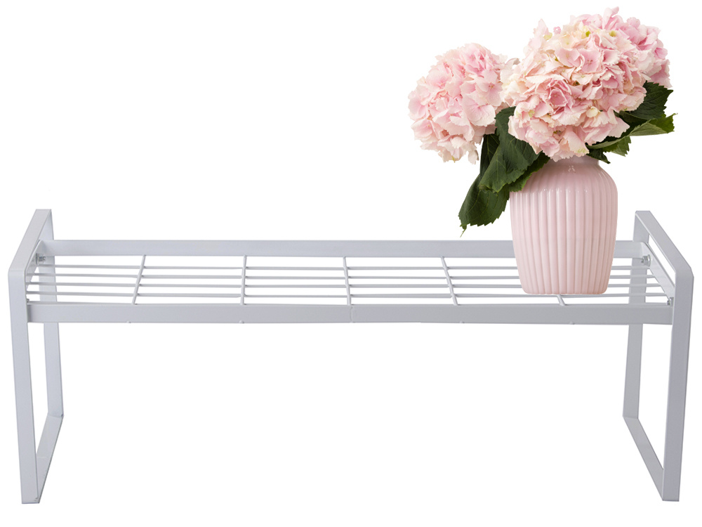 Metal shelf single level kitchen organizer stand white for (2)