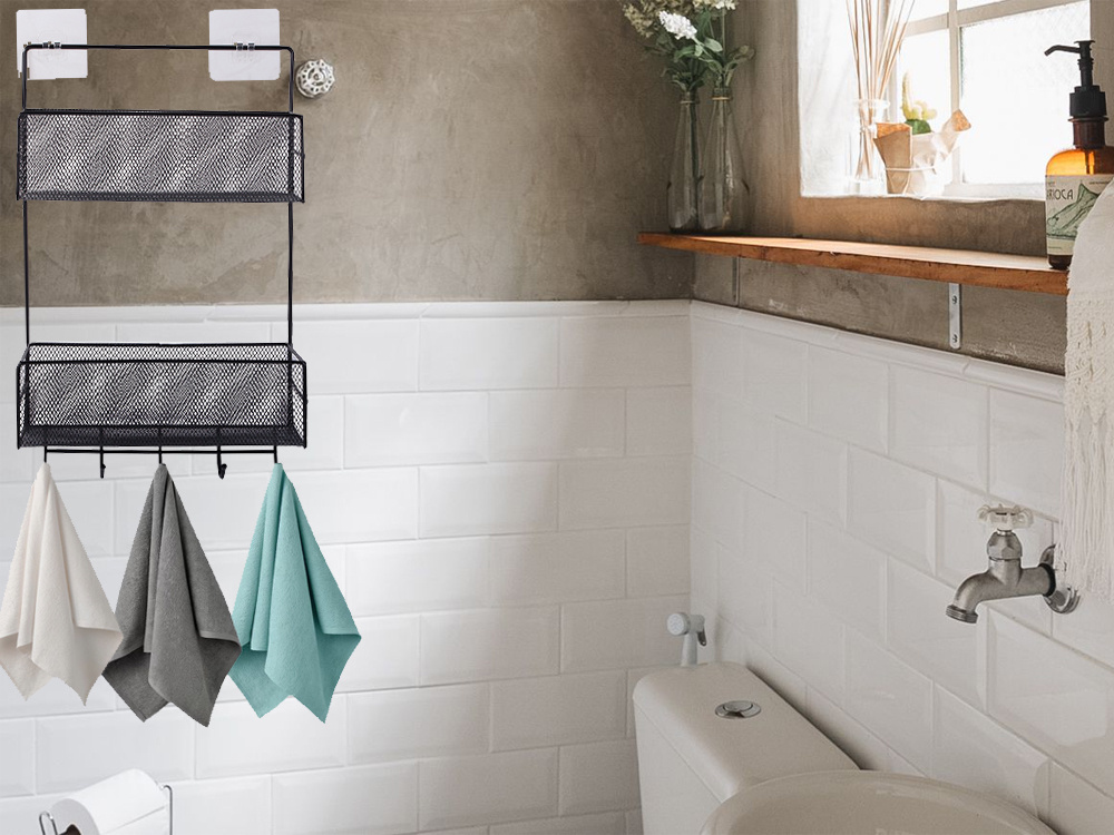 Metal organizer hanging shelf kitchen for bathroom hanger (1)