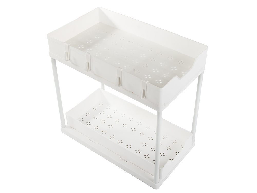 Pull-out spice rack kitchen organizer with 2 shelves, white (0)