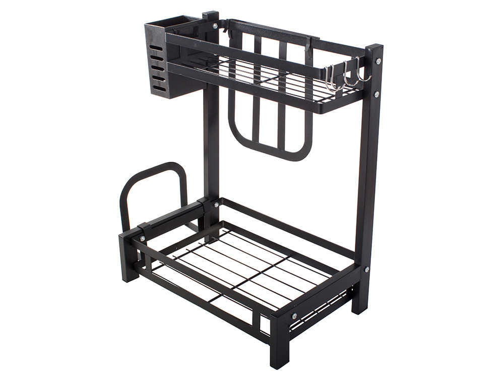 2-Tier Kitchen Countertop Organizer Shelf, Loft Style, Black (1)