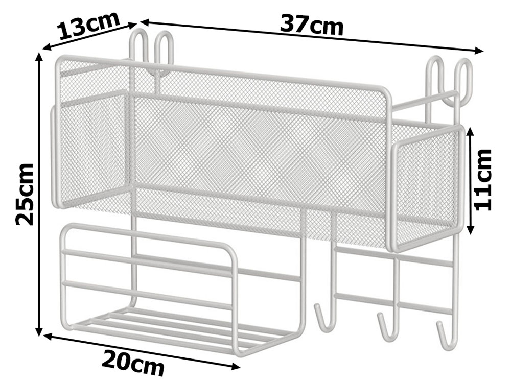 Suspended Hanging Kitchen and Bathroom Shelf + 3 Hooks, Different colours (0)