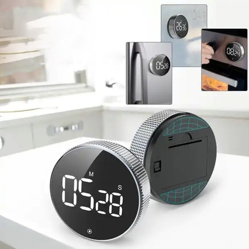 Portable Rotation Countdown Timer Clock Time with Alarm for Home Sport Kitchen, Black (3)