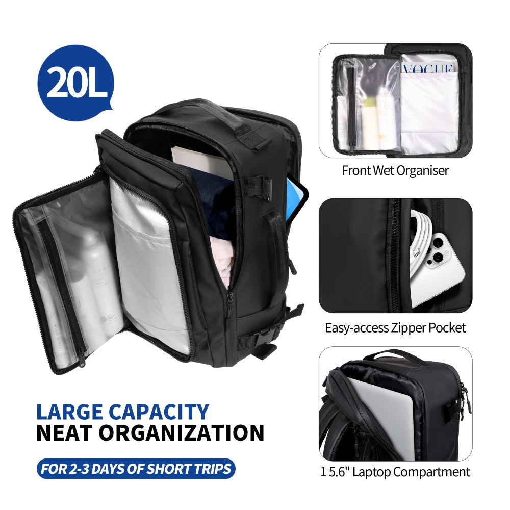 Tech-Protect Defender S50 Backpack Ryanair & Wizzar, 20L Laptop - Black (3)