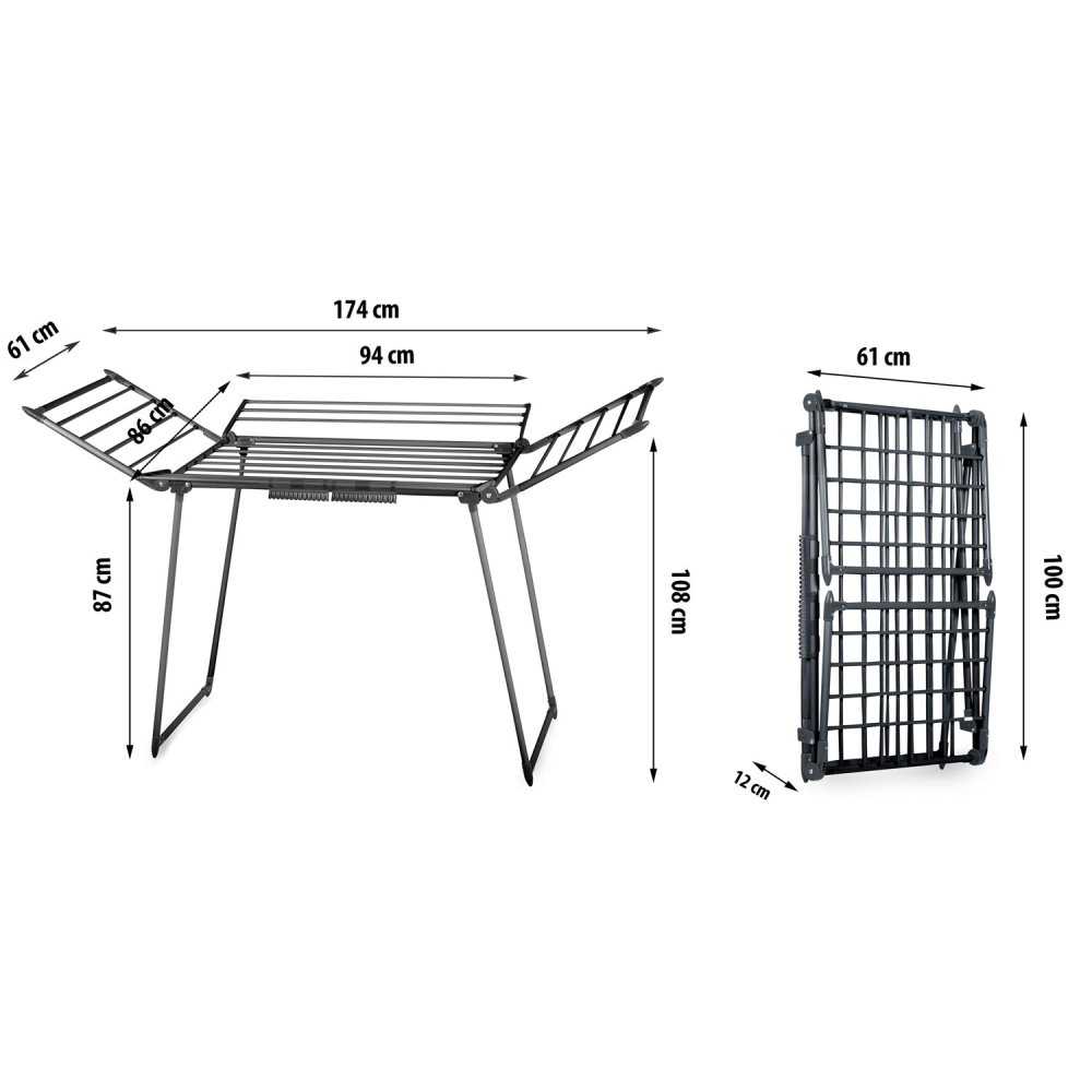 Massido Lina Foldable Clothes Drying Rack 22 m, black (3)