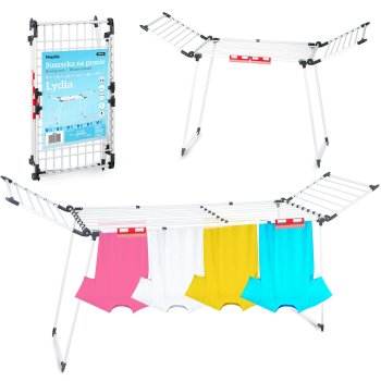 Massido Lydia Standing Extendable Clothes Drying Rack, 27 m, White