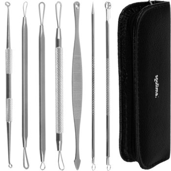 Tools Spoon UNO Vidal Loop for Cleaning the Face, Removing Blackheads and Comedones, 7 pcs. + Case