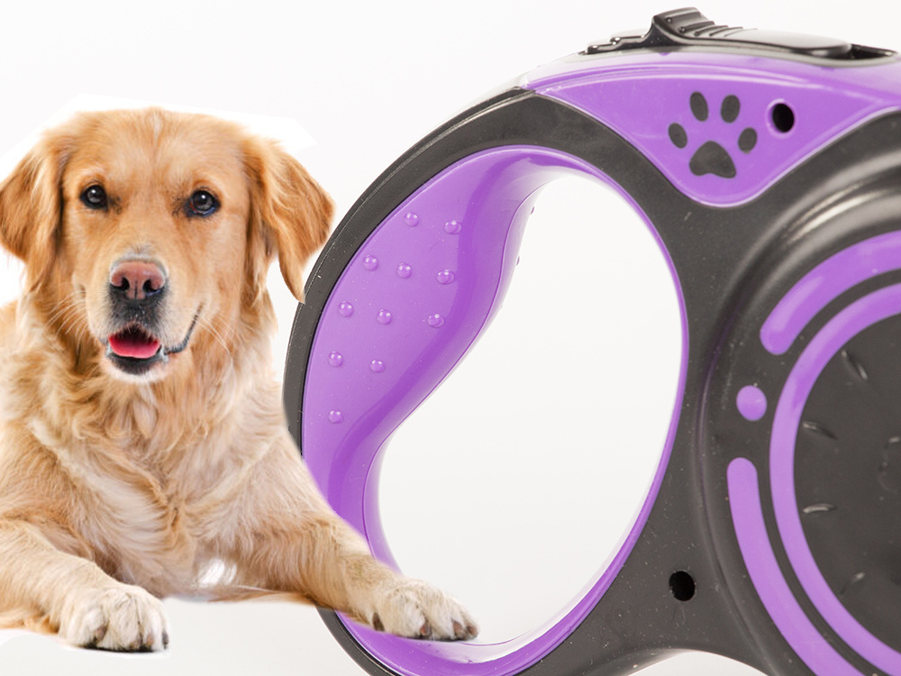 Retractable Dog Leash with Lock 5m Tape for Dogs up to 15kg, Purple (1)