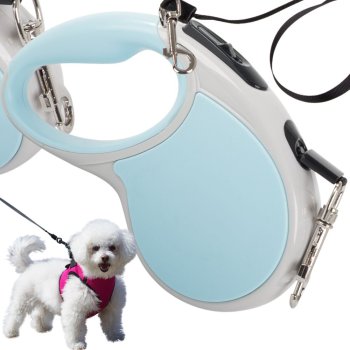 Automatic dog leash 5m, strong for dogs up to 15kg, with lock, blue