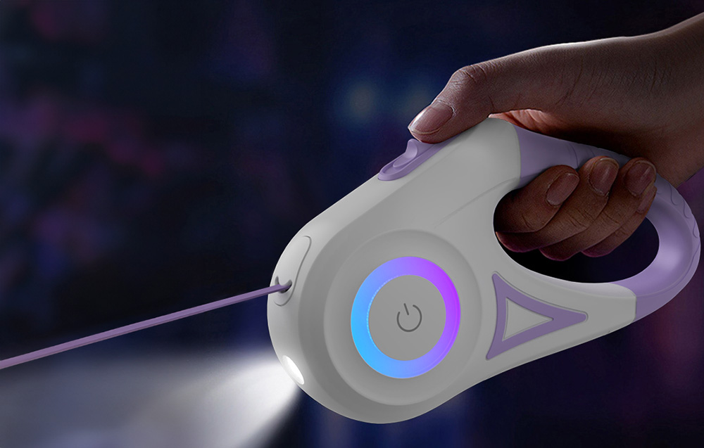 Rojeco Automatic Retractable Dog Leash 5m/35kg with LED, Purple (4)