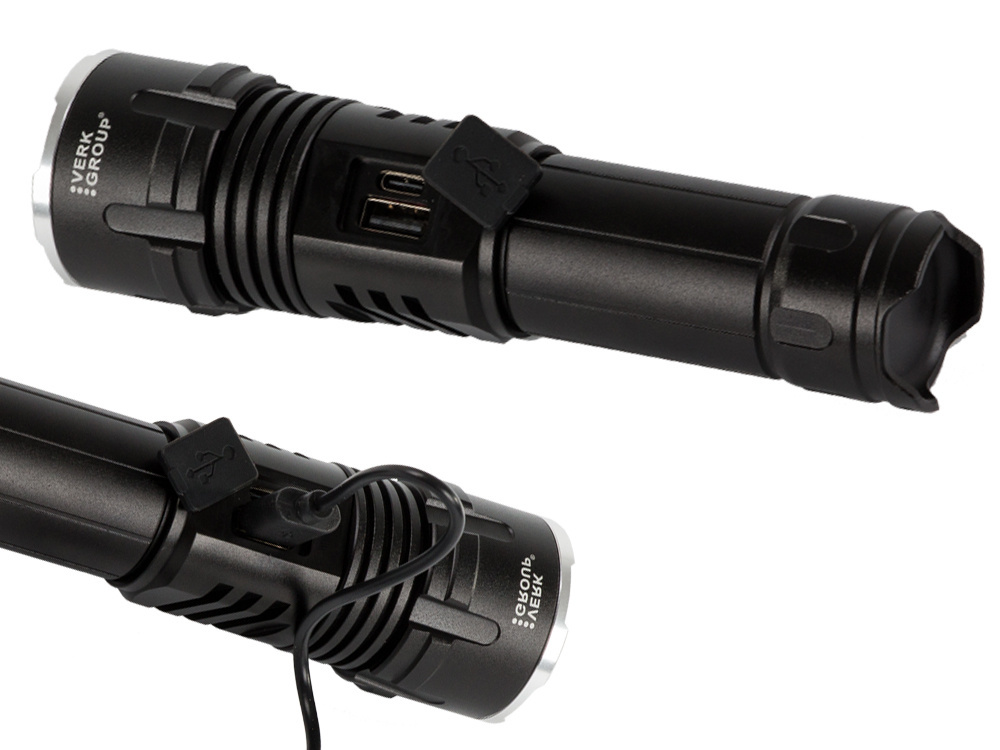 Tactical Military Flashlight Bailong LED CREE XHP160 with Zoom and Power Bank (3)