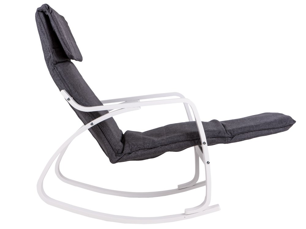 ModernHome Rocking Chair with Adjustable Footrest and Padded Headrest, White Frame (1)
