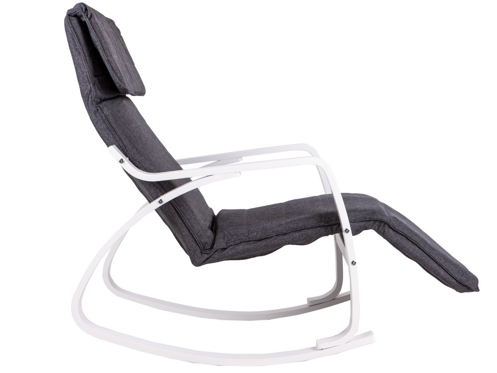 ModernHome Rocking Chair with Adjustable Footrest and Padded Headrest, White Frame (2)