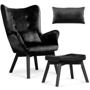 Sofotel Norse Wingback Armchair with Footstool, Black