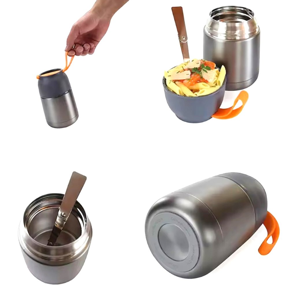 Food Thermos with Folding Spoon, 650 ml (2)