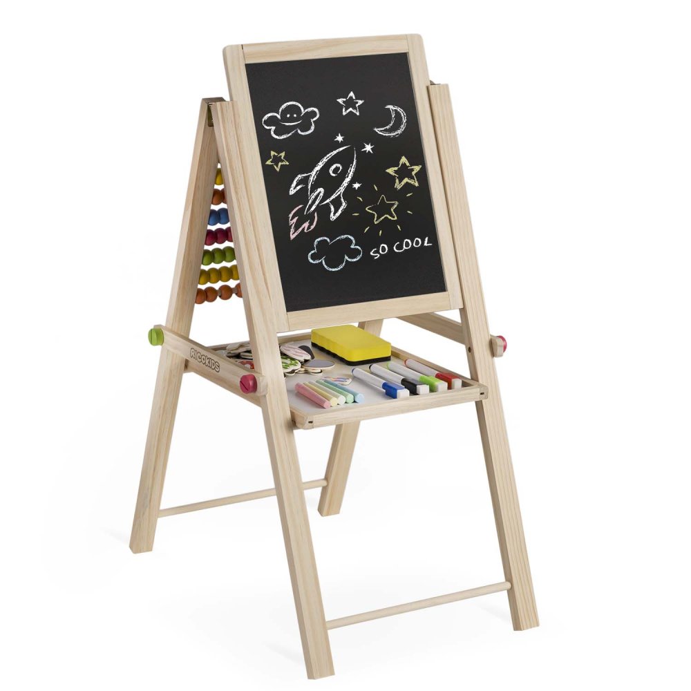 Ricokids Foldable Double-Sided Kids Easel with Magnetic Whiteboard & Chalkboard (0)