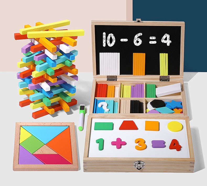 Double-Sided Magnetic Whiteboard & Chalkboard Math Learning Set Jhtoy-242 (1)