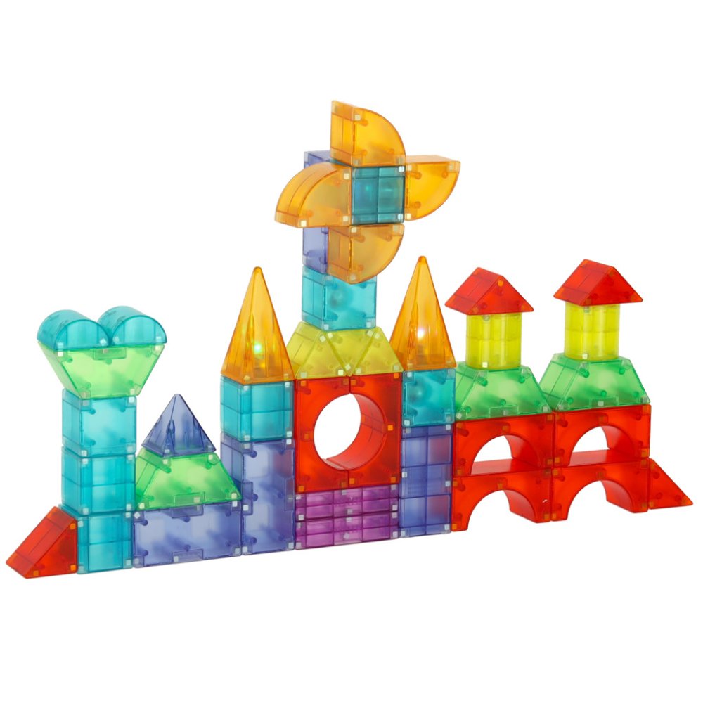 Light-Up Magnetic Tiles Building Blocks Set 3D Construction Toy 134 Pcs (1)