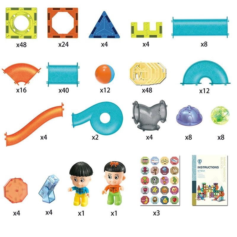 Glow in the Dark Magnetic Tiles Marble Run Set 252 pcs (1)