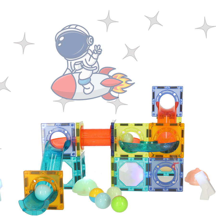 Kids Light Magnetic Constructor Rolling Ball Rail Bricks Set 49 pcs (0)