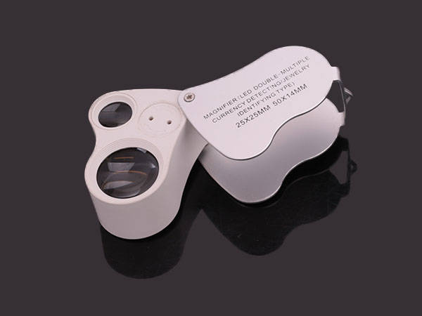 Folding Jeweler's Loupe 25x 50x with LED and UV Light, Silver (0)