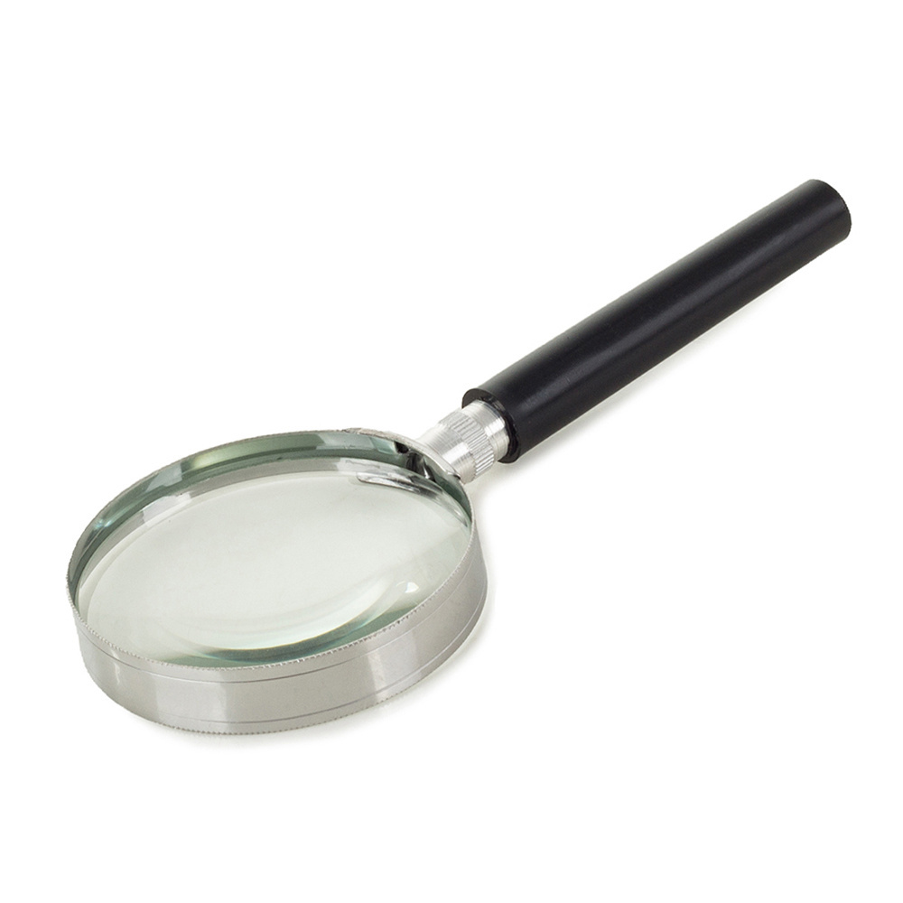 Classic Handheld Magnifying Glass 60mm with Metal Frame, Silver-Black (0)