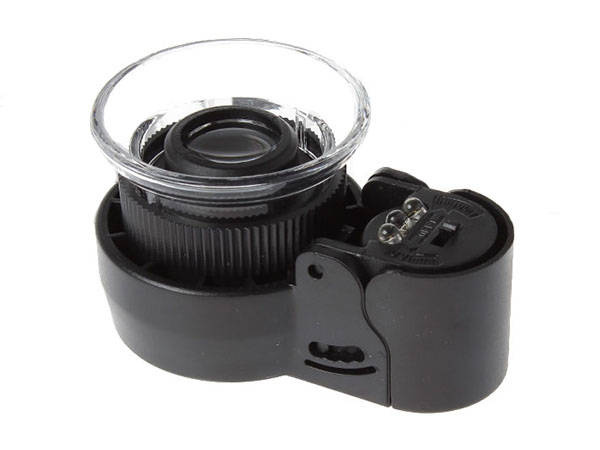 Jeweler's Loupe 45x with 2 LED and UV Light, Pocket Magnifying Glass, Black (1)