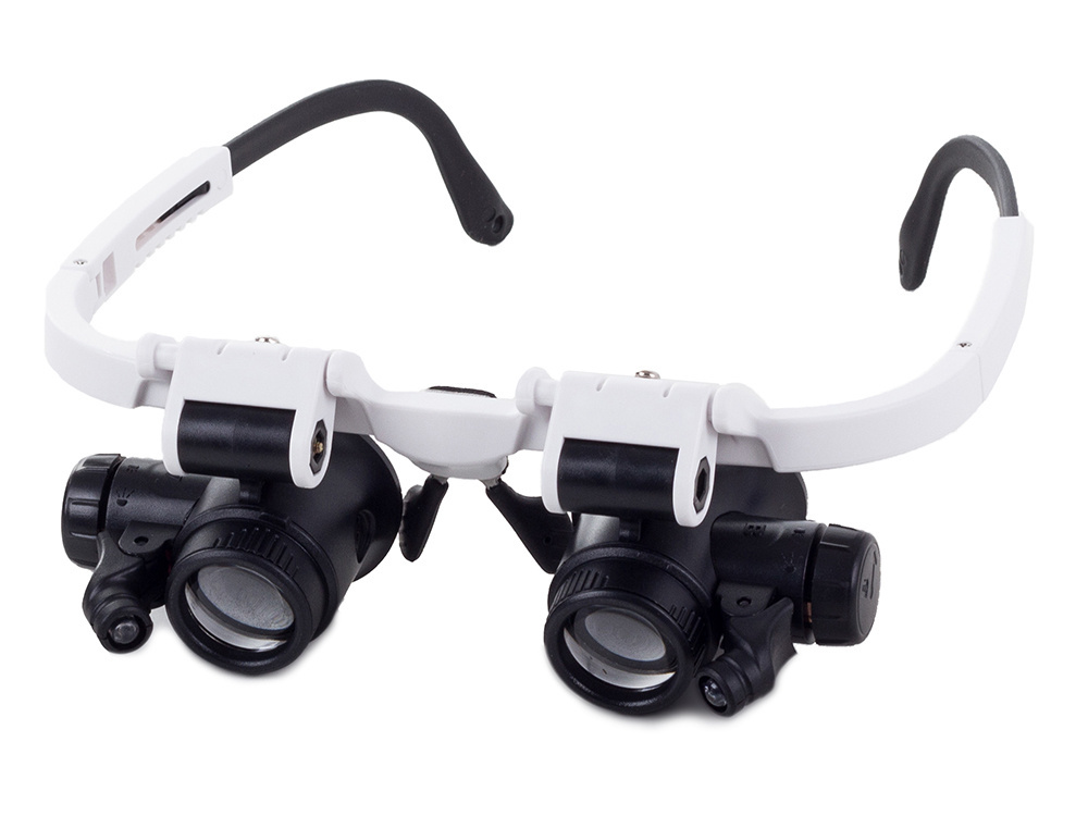 Watchmaker Headset Magnifier with LED Light 8x 23x, White-Black (0)