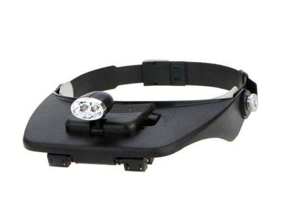 Headband Magnifier with 2 LED Lights and 4 Interchangeable Lenses, Black (2)
