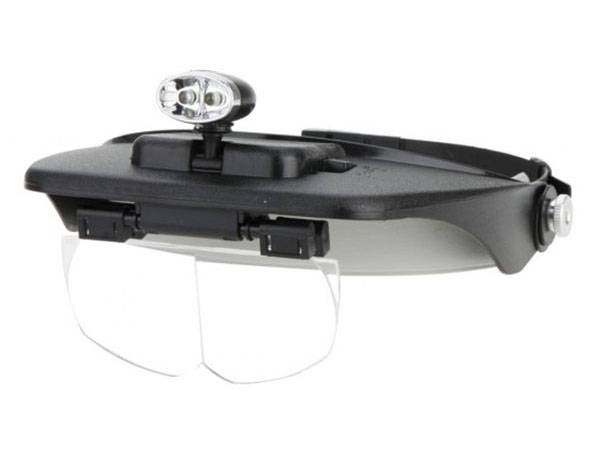 Headband Magnifier with 2 LED Lights and 4 Interchangeable Lenses, Black (3)