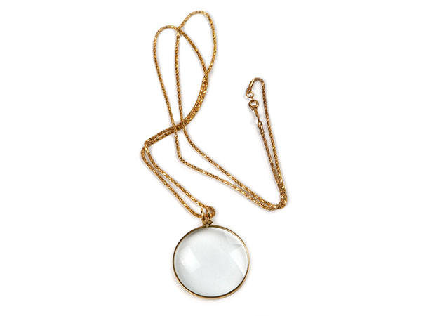 Elegant Magnifying Glass Necklace Pendant for Reading 5x, Gold (0)