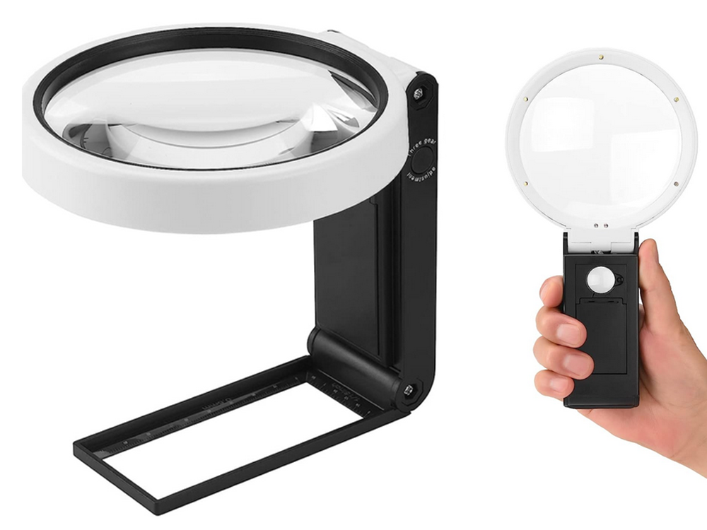 Folding Jeweler's Loupe 10x 25x with 6 LED, 2 UV Lights and Scale (2)