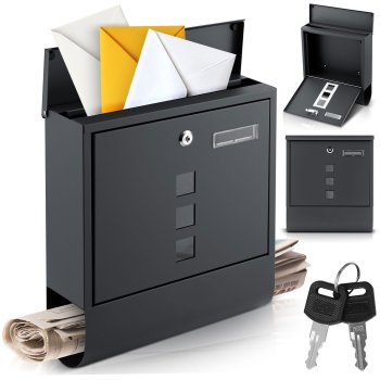 Humberg Wall Mounted Mailbox with Newspaper Holder HM-861, 34x30.5x10 cm, anthracite