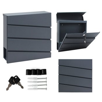 Galvanized Steel Wall Mount Mailbox with Newspaper Holder ModernHome, Anthracite