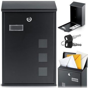 Humberg Wall-Mounted Mailbox HM-864, 39x25.5x12 cm, Black