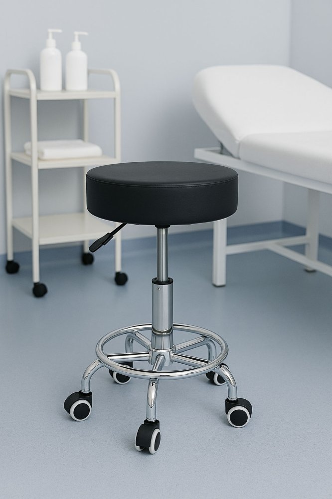 Adjustable Swivel Salon Stool with Wheels ModernHome, Black (2)
