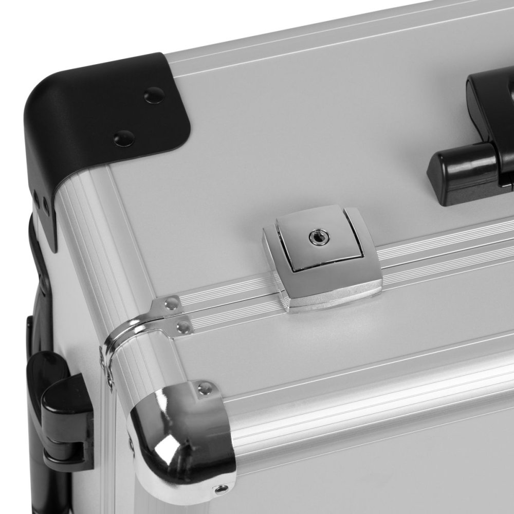 KUFER Professional Table/Suitcase for Makeup Cosmetic Artist with Mirror and LED Lighting T-27, silver (3)