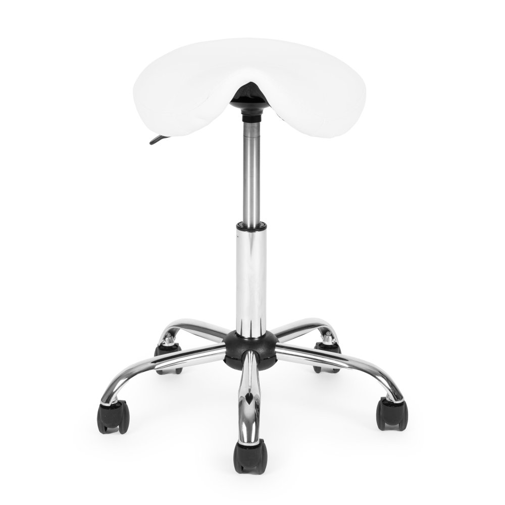 ModernHome Adjustable Swivel Saddle Stool with Wheels, White (2)