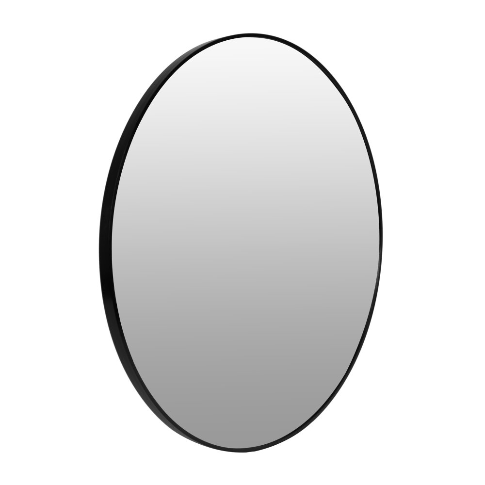 ModernHome 60 cm Round Wall Mirror with Aluminum Frame, Black (1)