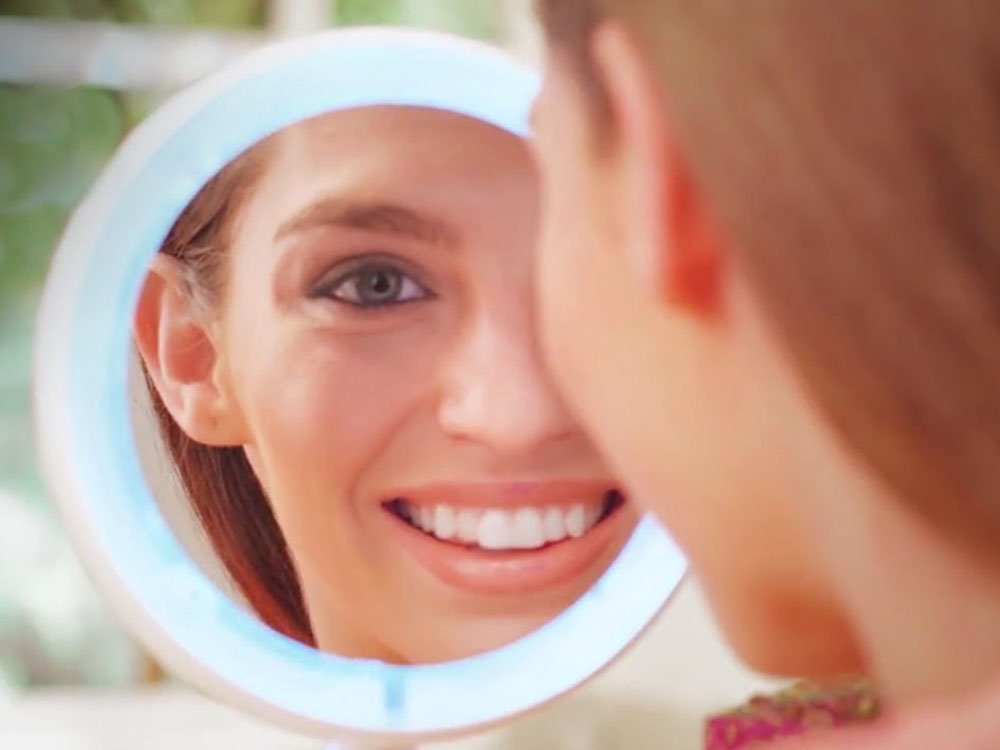 Magnifying Table Makeup Mirror with LED Light Foldable (1)